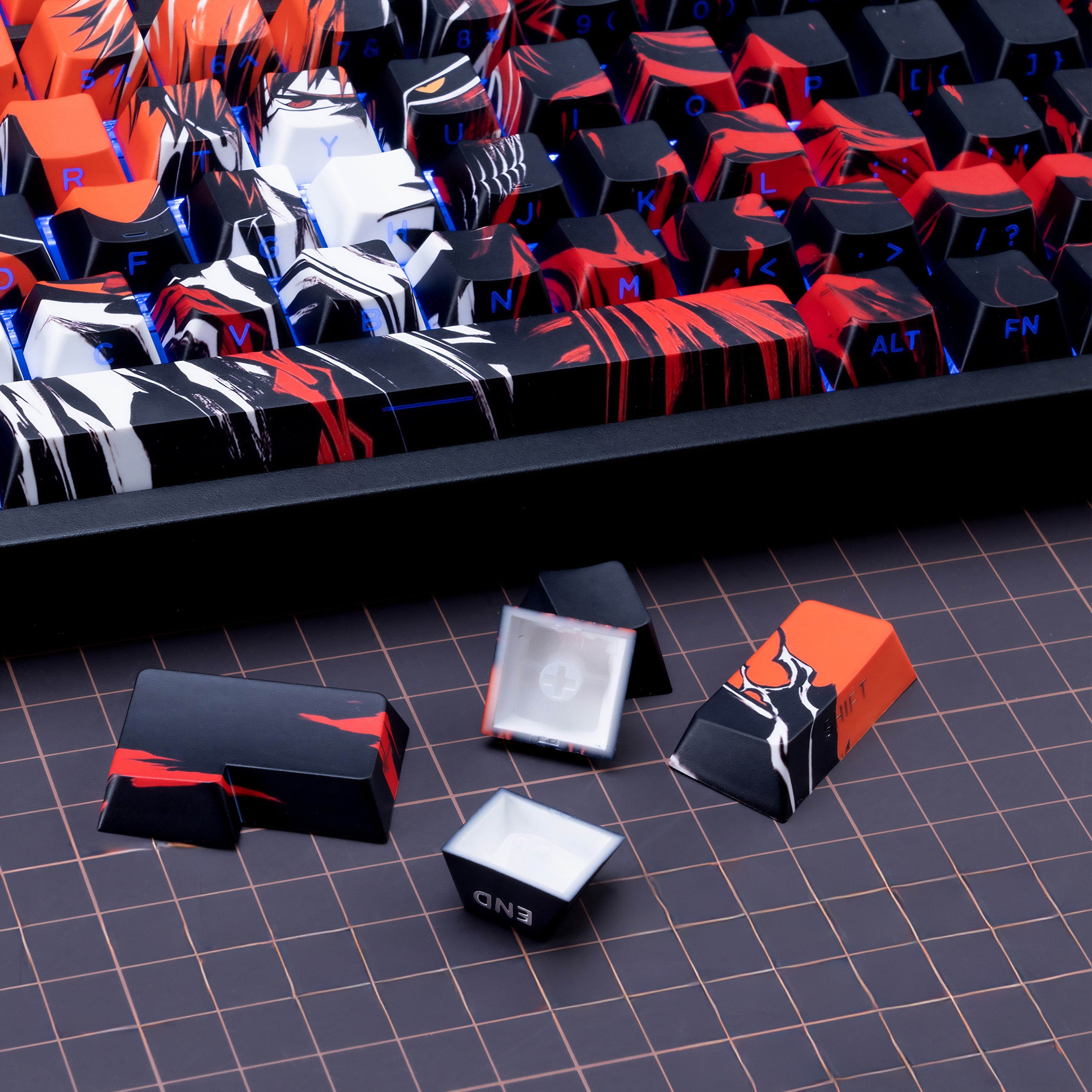 Bleach Thousand Year Blood War TYBW Kurosaki Ichigo Hollow Mask Anime Custom Keycaps Set For Cherry MX Keyboards 3