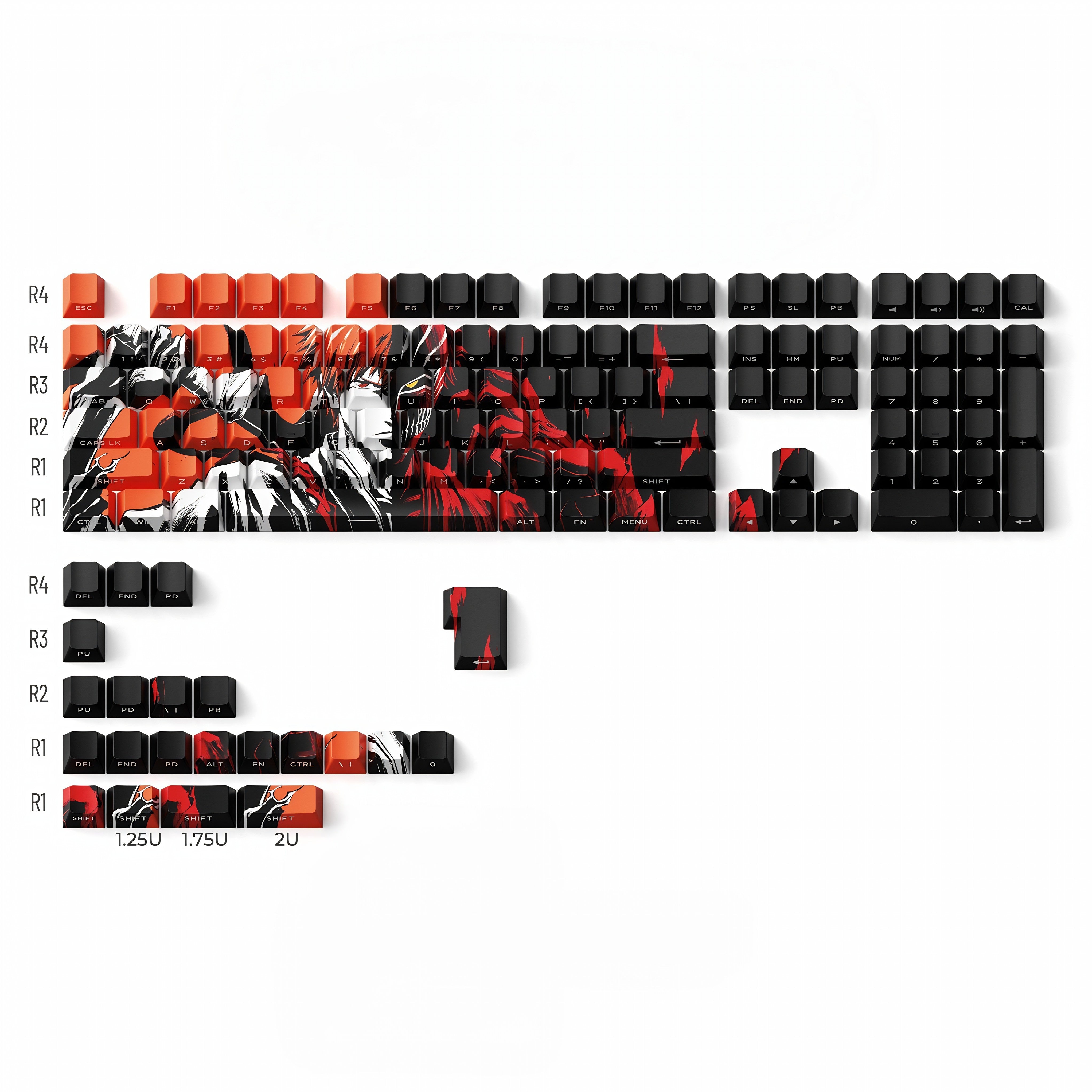 Bleach Thousand Year Blood War TYBW Kurosaki Ichigo Hollow Mask Anime Custom Keycaps Set For Cherry MX Keyboards 6