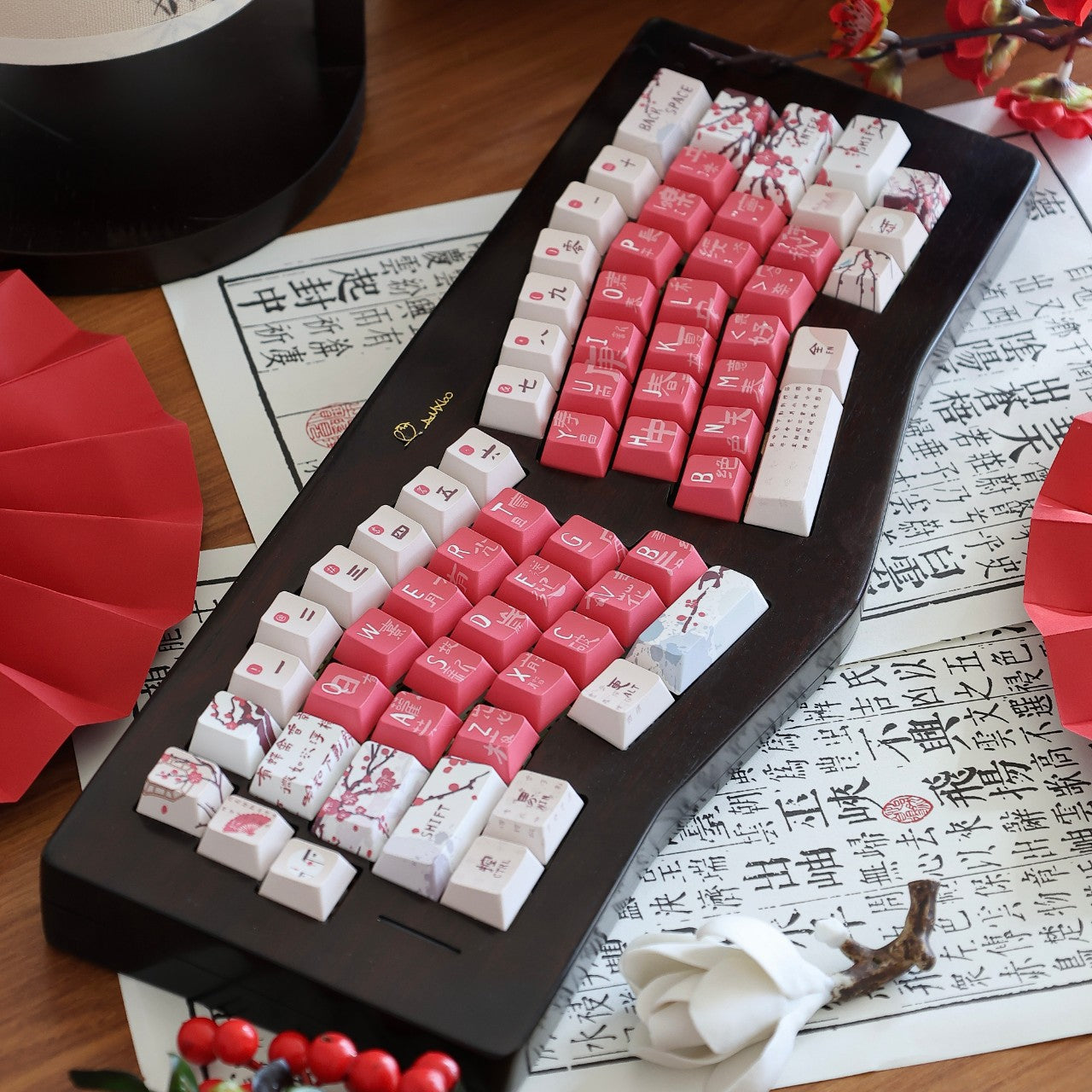 Cherry Blossom Sakura Tree Japanese & Chinese Calligraphy 138 Keycaps Set For Mechanical Keyboard Cherry MX 1