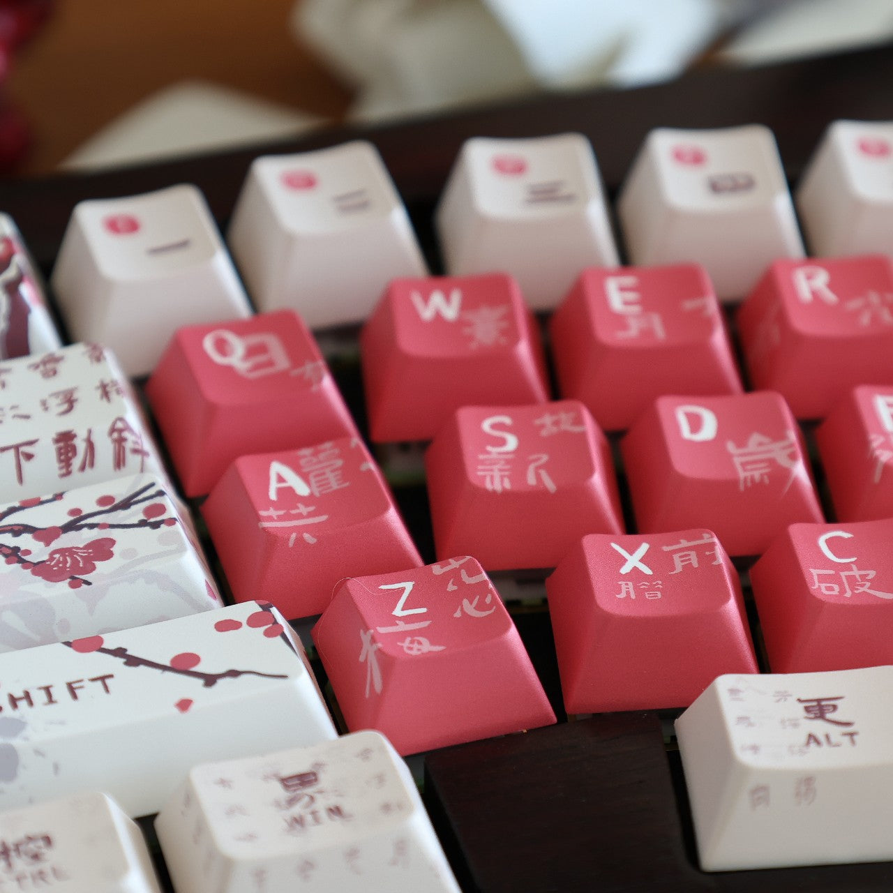 Cherry Blossom Sakura Tree Japanese & Chinese Calligraphy 138 Keycaps Set For Mechanical Keyboard Cherry MX 5