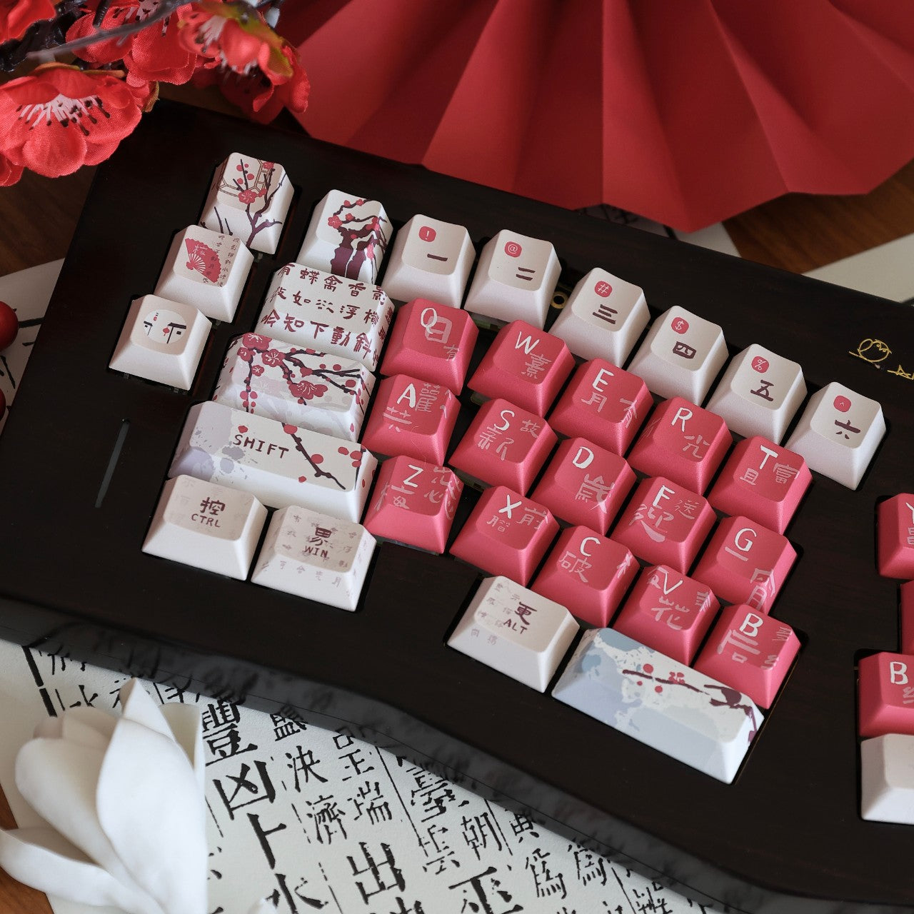 Cherry Blossom Sakura Tree Japanese & Chinese Calligraphy 138 Keycaps Set For Mechanical Keyboard Cherry MX 6