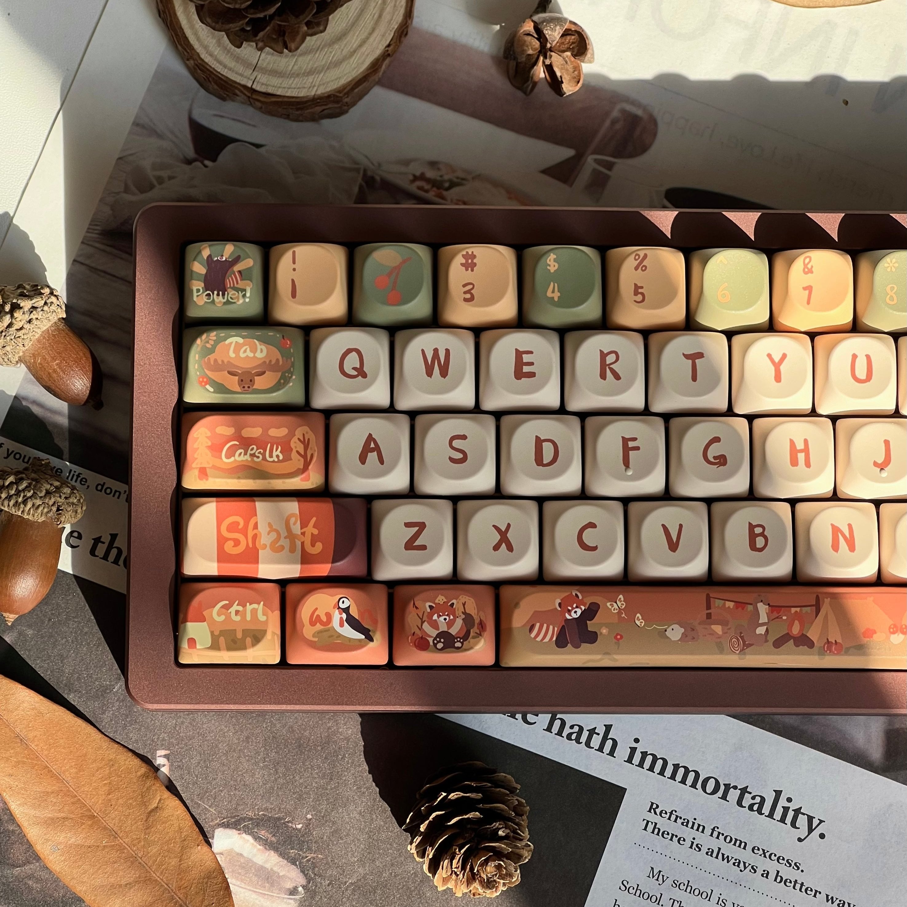Cute Girly Animal Red Panda Custom Keycaps Set For Cherry MX Mechanical Keyboard Gift For Gamer Girls 1