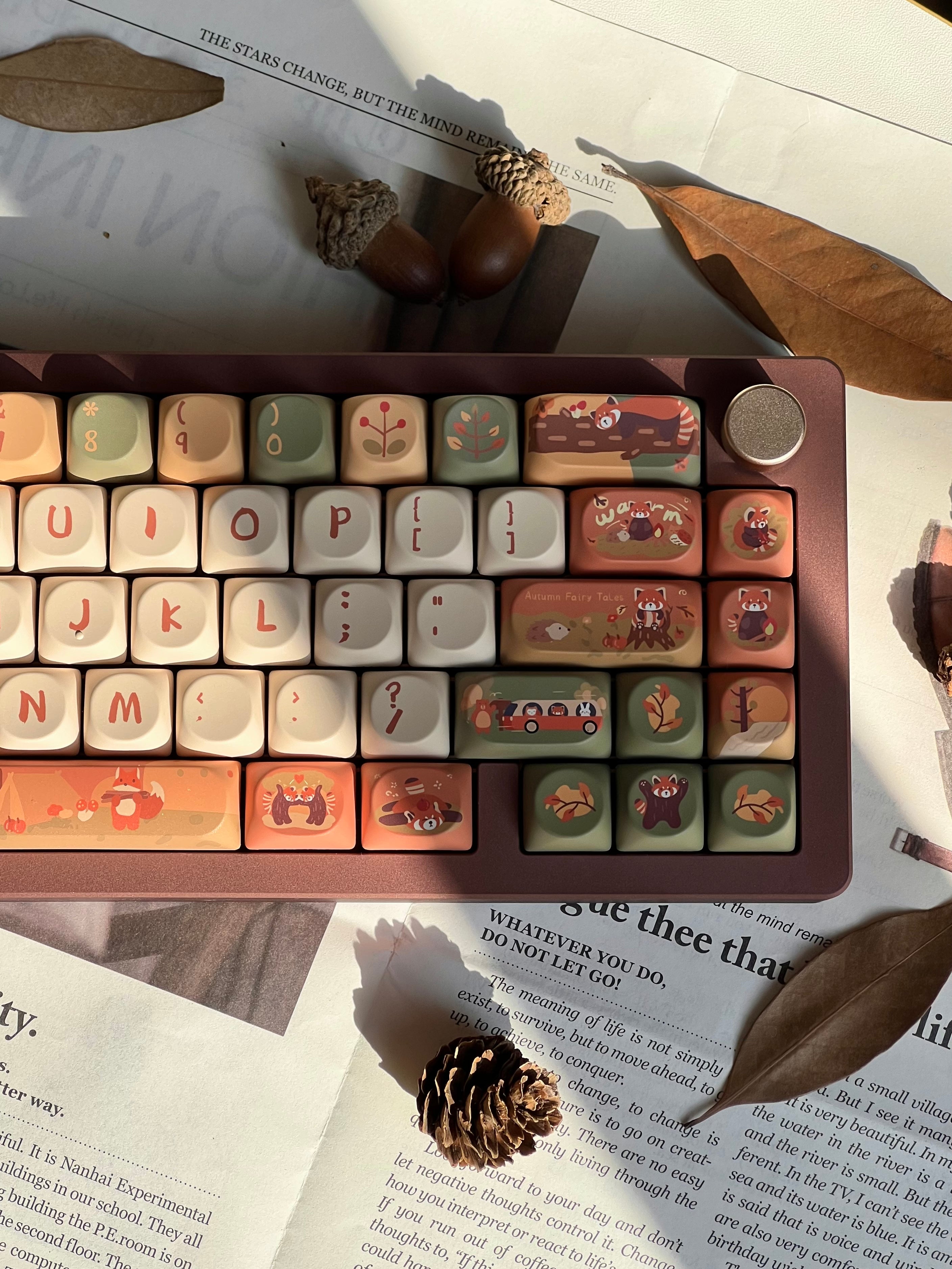 Cute Girly Animal Red Panda Custom Keycaps Set For Cherry MX Mechanical Keyboard Gift For Gamer Girls 2