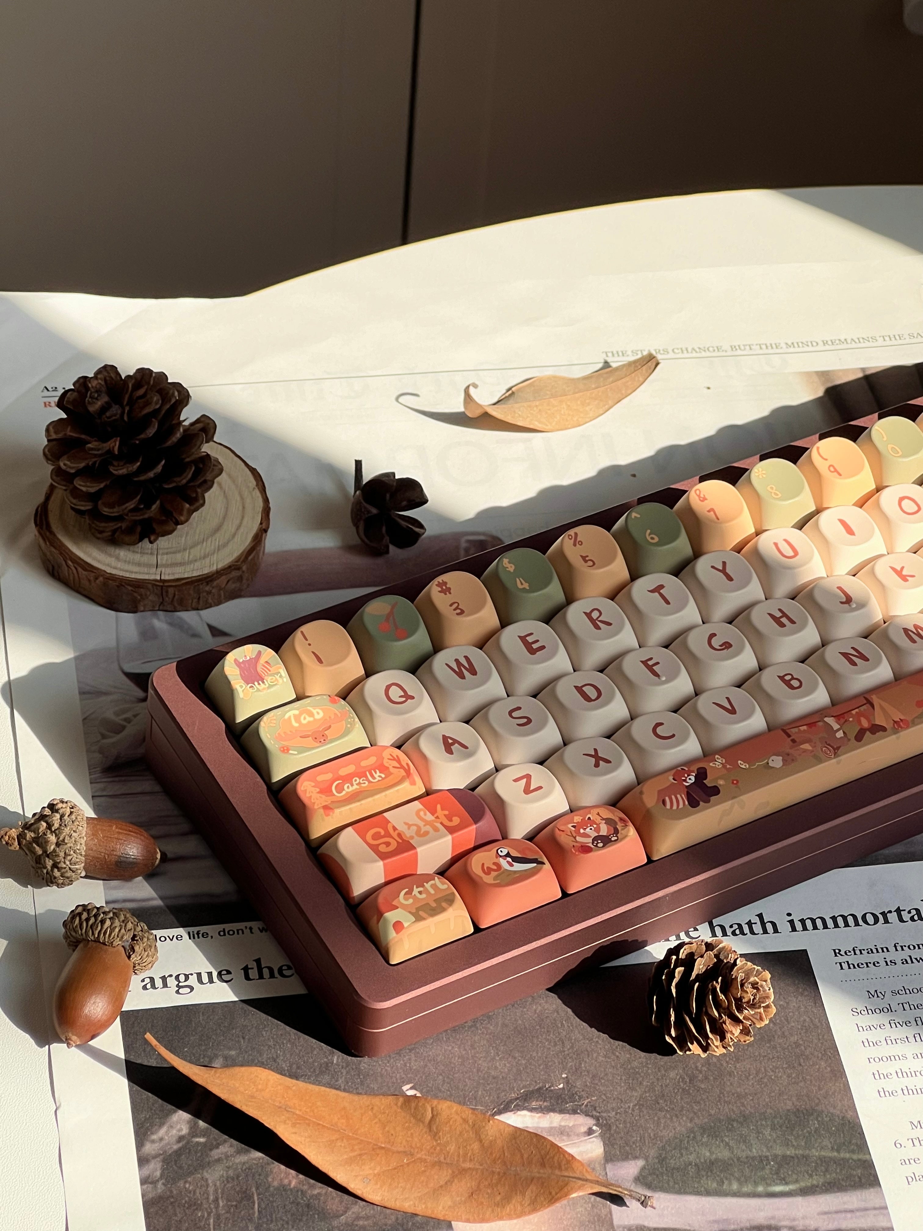 Cute Girly Animal Red Panda Custom Keycaps Set For Cherry MX Mechanical Keyboard Gift For Gamer Girls 4