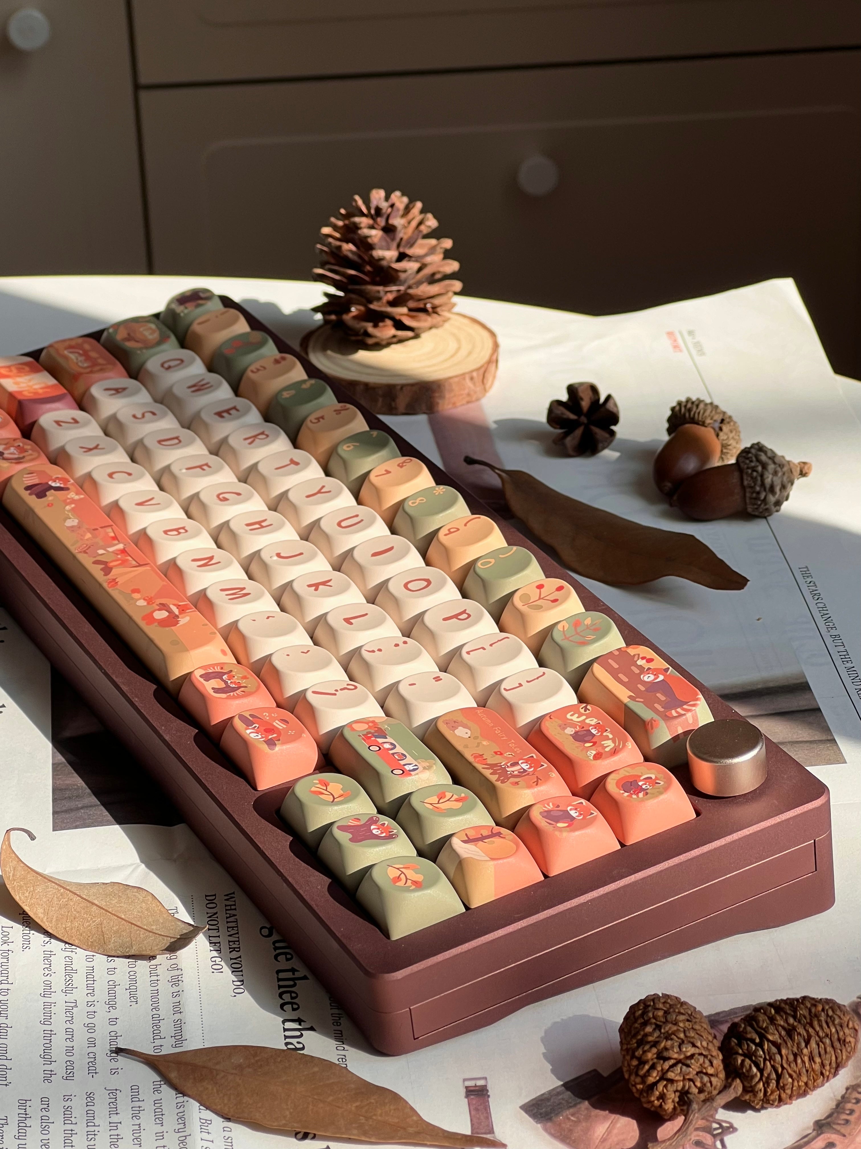 Cute Girly Animal Red Panda Custom Keycaps Set For Cherry MX Mechanical Keyboard Gift For Gamer Girls 6