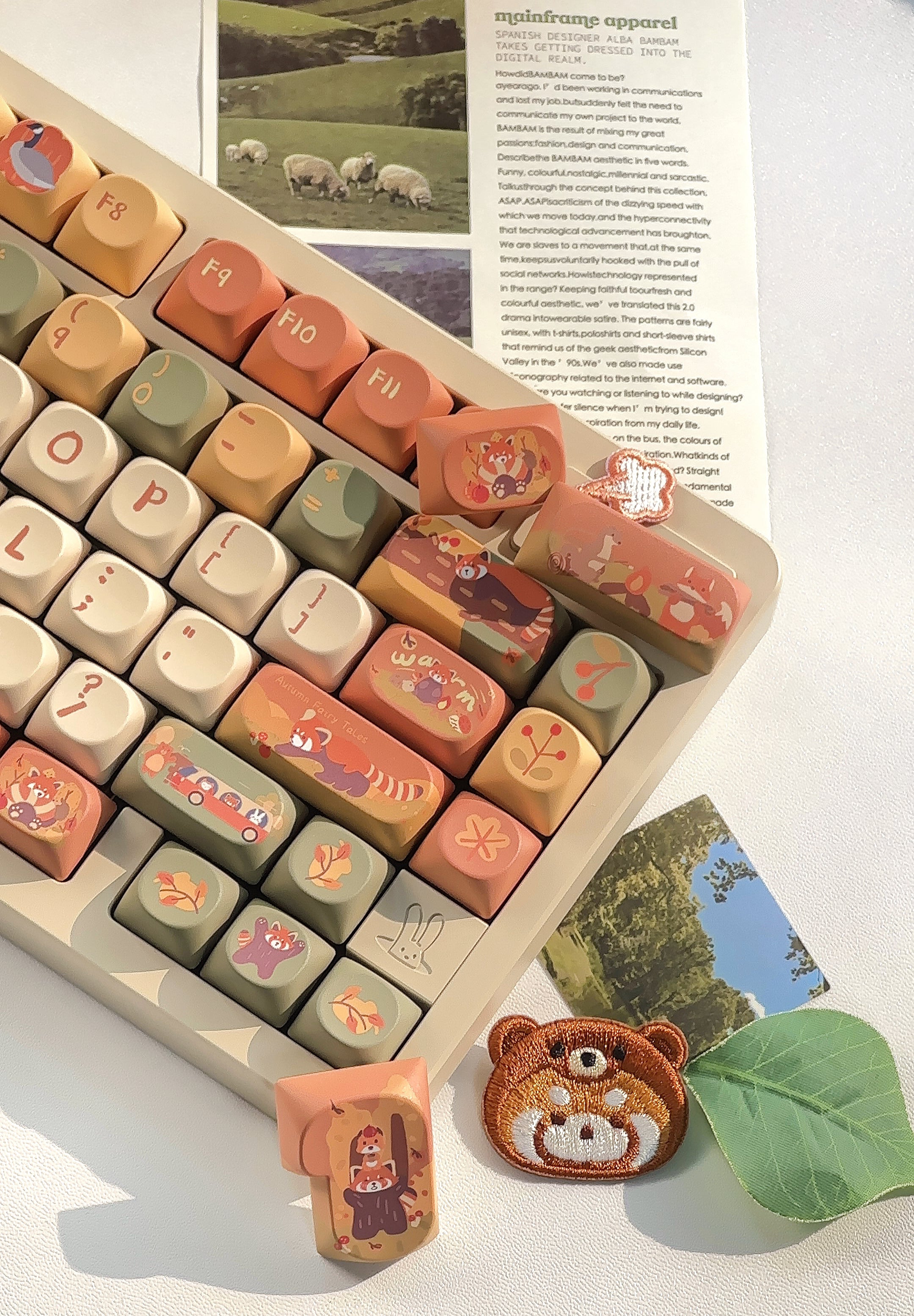 Cute Girly Animal Red Panda Custom Keycaps Set For Cherry MX Mechanical Keyboard Gift For Gamer Girls 9